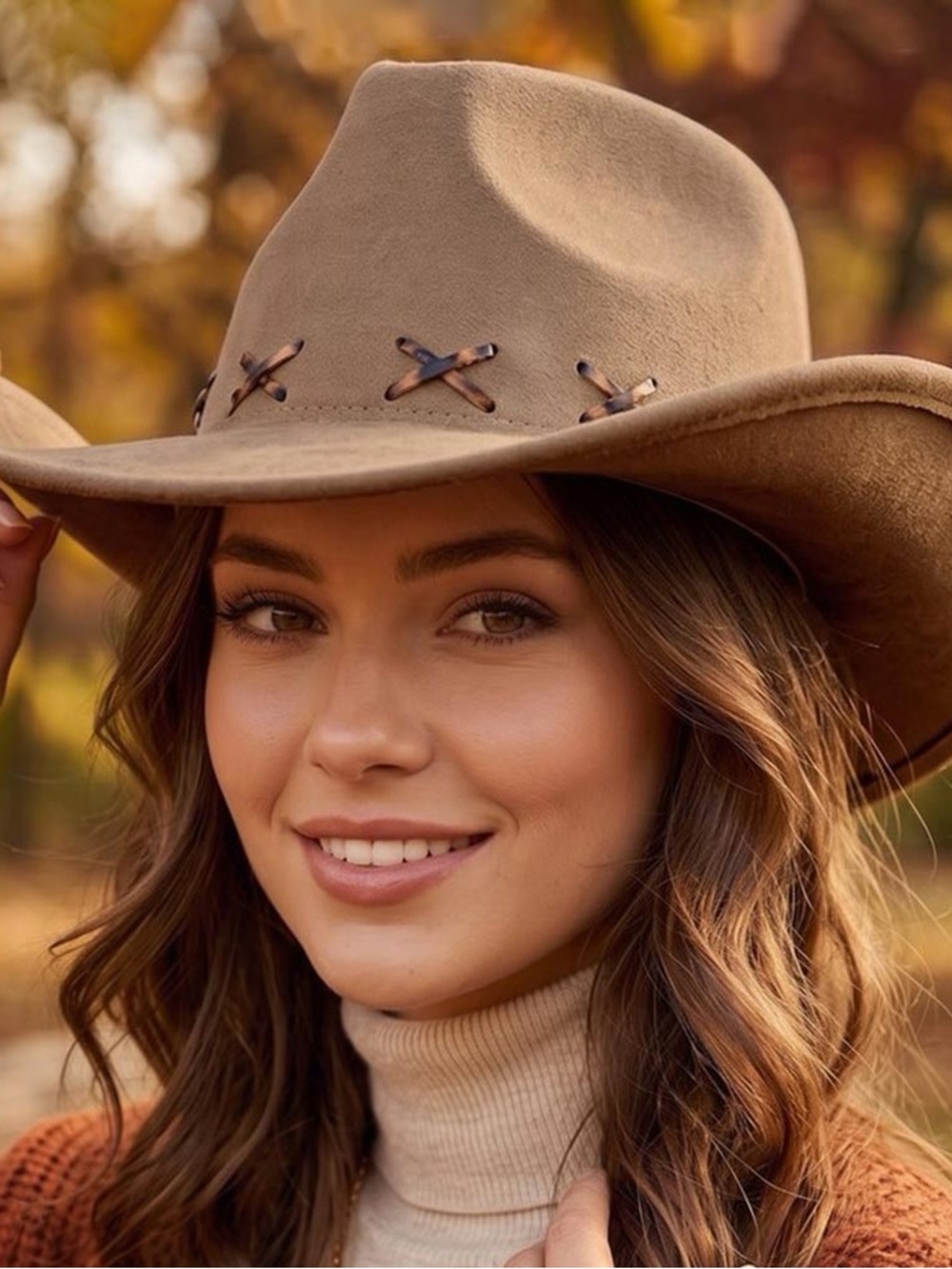Women’s Wide Brim Felt Cowboy Hat - Tan